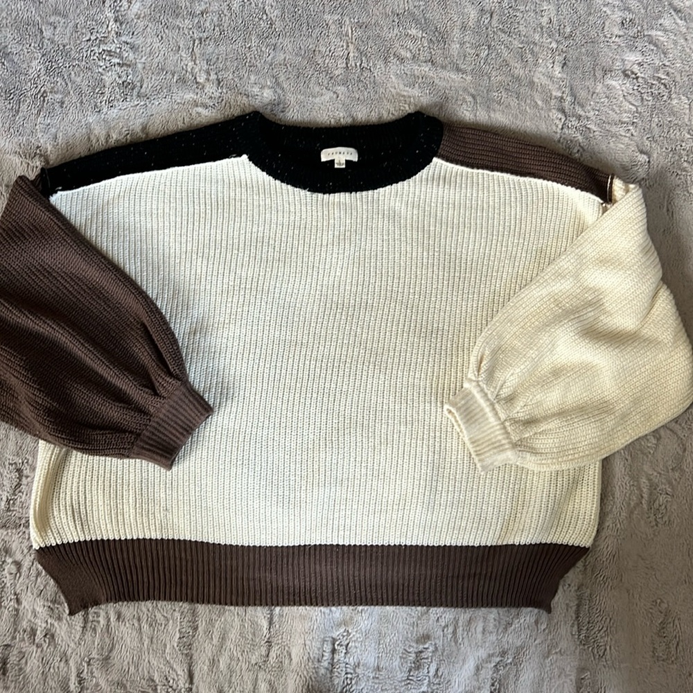 Colorblock Balloon Sleeve Sweater